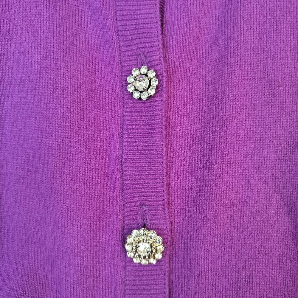 Kate Spade Wool Cashmere Cardigan Small Womens Rhinestone Button Preppy Purple